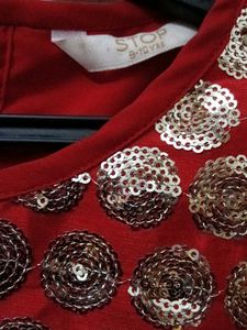 Vibrant Red lehnga choli with Gold Border