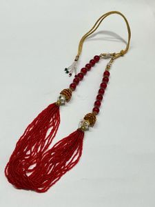 Elegant Red and Pearl Beaded Necklace