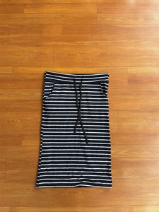 Striped Casual Midi Skirt