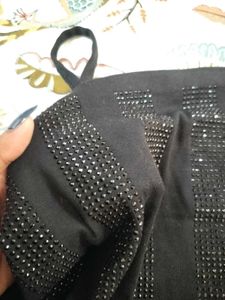 Rhinestone Black Tank Top