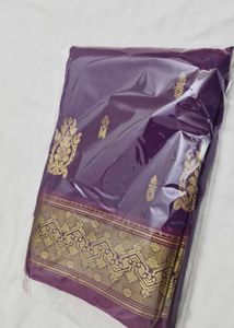Beautiful Purple Saree with Golden Border
