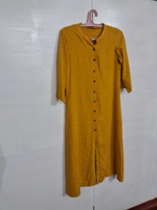 Mustard Yellow Button-Down Maxi Dress