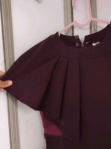 Burgundy One-Shoulder Dress