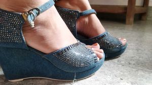 Sparkling Blue Denim Sandals