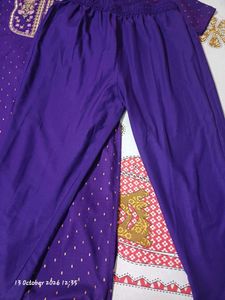 Beautiful Purple Kurta Set with Gold Print