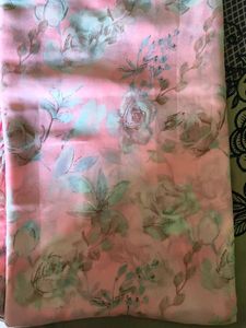 Elegant Peach Floral Print Chiffon Saree✨🎁