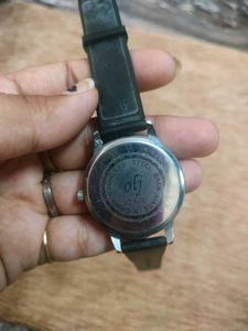 Stylish Black Leather Strap Watch