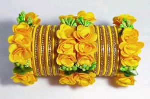 Yellow Flower Bangles Set