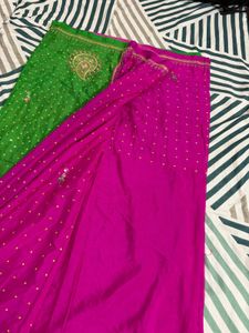 Vibrant Embroidered Silk Saree