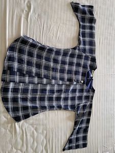 Classic Navy & White Plaid Top