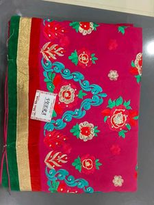Beautiful Embroidered Pink Saree