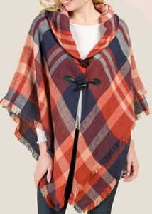 Cozy Plaid Poncho Scarf