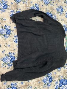 Black Knit Button-Up Sweater