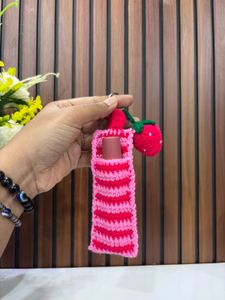 Crocheted Strawberry Lip Balm Holder