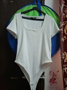 white Ribbed Bodysuit