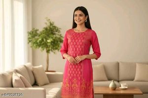 Elegant Pink Printed Kurta