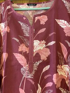 Maroon Floral Print Kurta