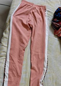 Pink & White Striped Track Pants