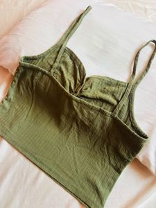 Green Ribbed Tank Top