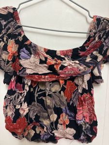 Off Shoulder Multi Color Floral Crop Top