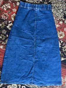 Trendy Long Denim Skirt | Blue A-Line Skir