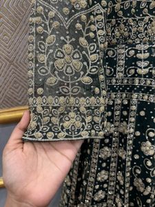 Exquisite Emerald Green Embroidered Gown