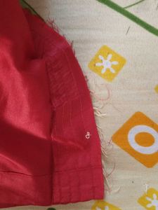 Red Silk Saree with Green Border