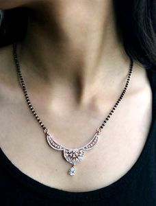 Rose Gold Mangalsutra And Tops Combo Pure Silver 925