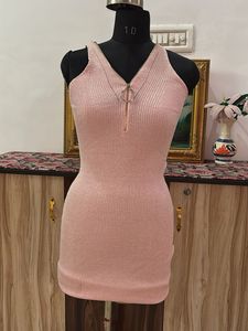 Sparkly Pink Ribbed Zip-Up Top