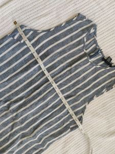 Striped Dress with White Cardigan