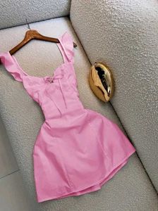 y2k Chic Pink Ruffle Strap Mini Dress