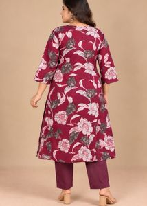 Maroon Floral Kurta Set