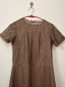 Brown Lace Midi Dress