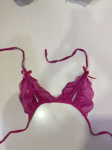 Pink Lace Bralette Tie up