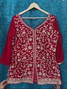 Red Embroidered Kurta Set with Dupatta