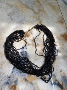 Black Beaded Statement Necklace