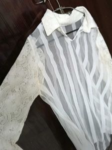 Elegant Sheer Striped Shirt  Top