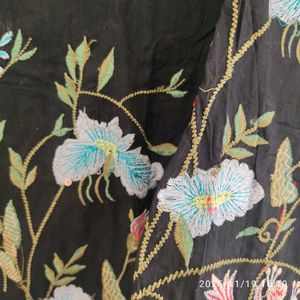 Floral Embroidered Black Top