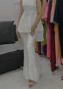 Elegant White Kurta Set with Palazzo Pants