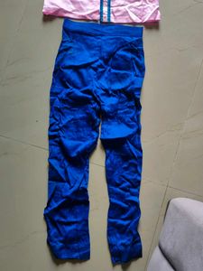 Pink Silk Shirt and Blue Pants Set