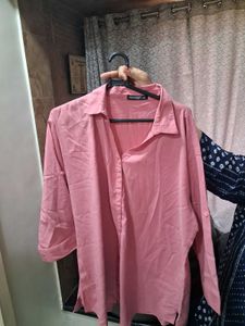 Chic Pink Button-Up Tunic Shirt