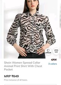 Shein Animal Print Spread Collar Shirt