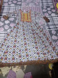 Embellished Green Chevron Print Kurta by one get 1