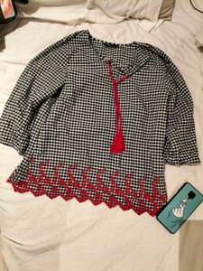 Checkered Embroidered top