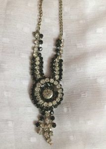 Sparkling Black & Clear Stone Necklace