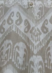 Grey Ikat Print Kurta with Tie-up Sleeves