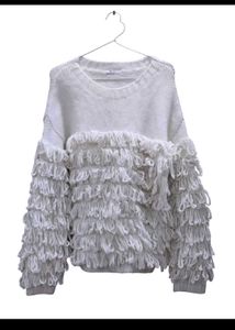 White Fringe Sweater