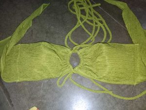Olive Green Textured Bikini Set