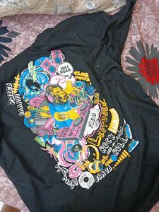 Black T-Shirt with Lion Graphic