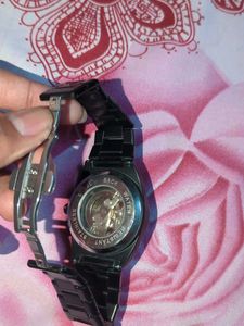 Men's Black Automatic Skeleton Watch